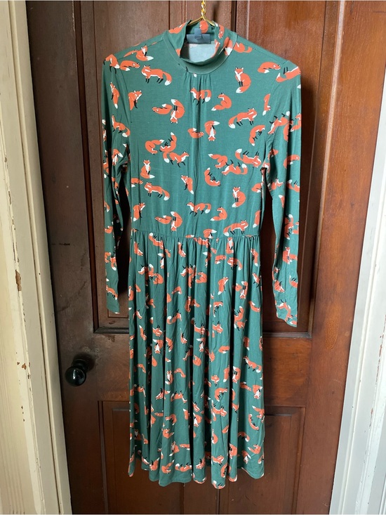 Modcloth Dresses & Skirts - ModCloth women’s small long sleeve green dress with fox